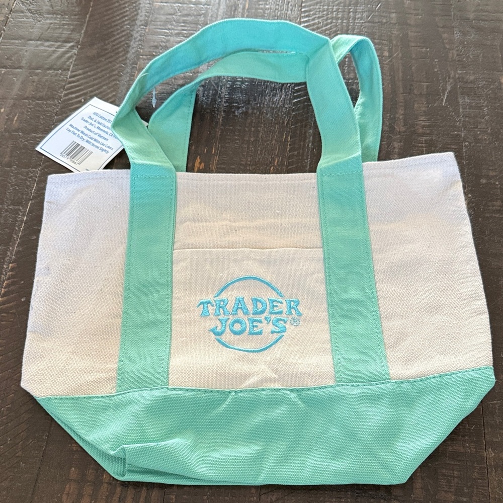 Trader Joe’s Mini Pastel Canvas Tote Bag (Mint Green)